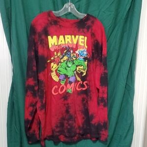 Marvel Red and Black Long Sleeve Tie Dye Shirt Size 3X